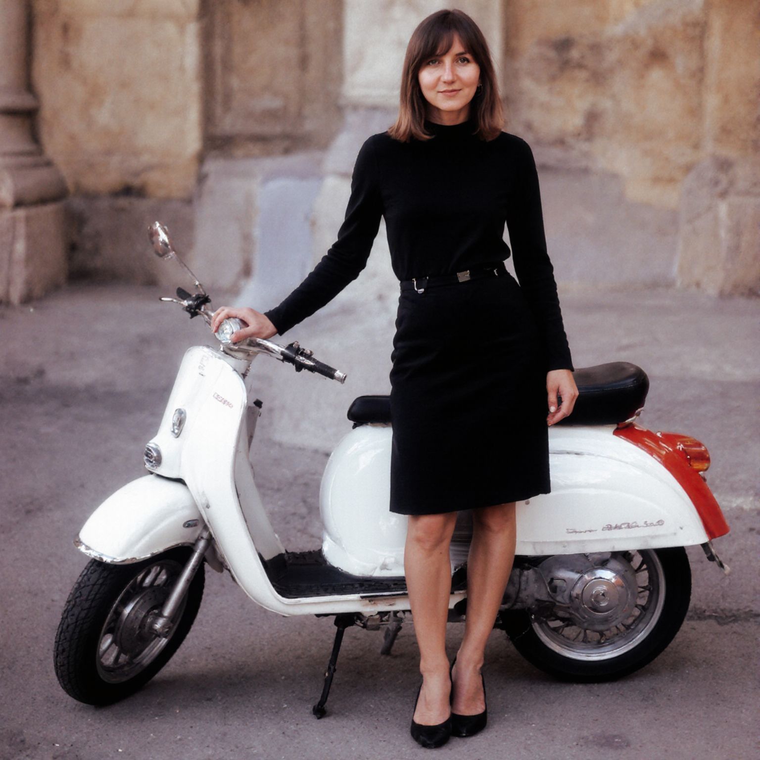 Mod portrait with Lambretta scooter - Flux Krea