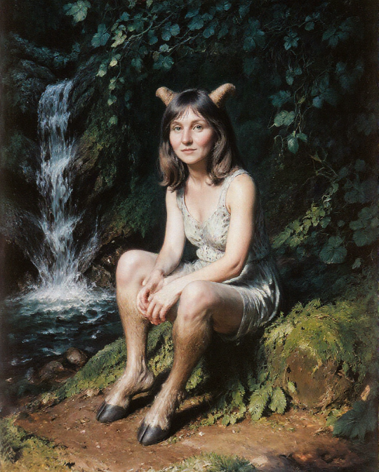 Faun with inpainted face